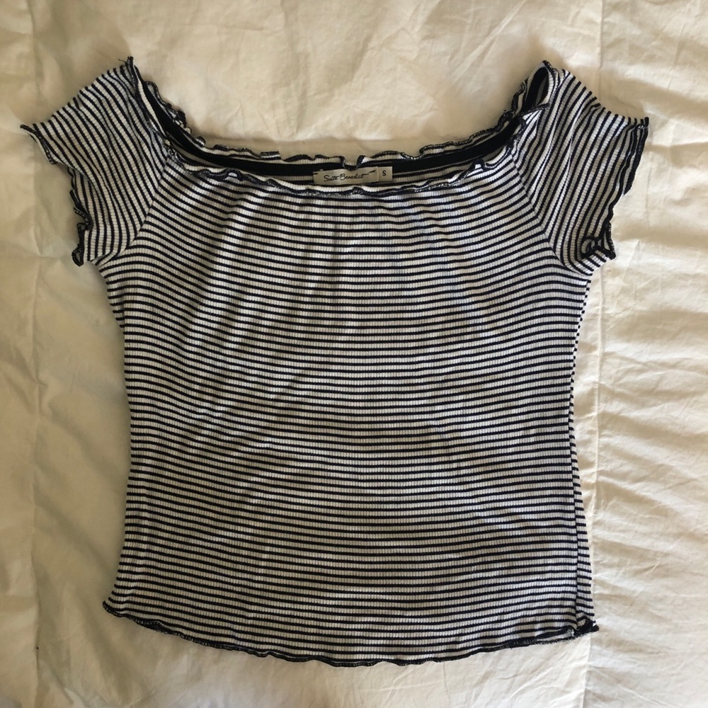 Striped off the shoulder top